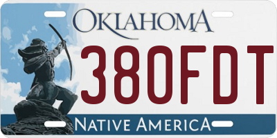 OK license plate 380FDT