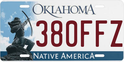 OK license plate 380FFZ