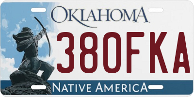 OK license plate 380FKA