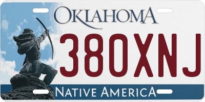 OK license plate 380XNJ