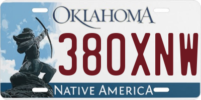 OK license plate 380XNW
