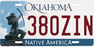 OK license plate 380ZIN