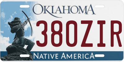 OK license plate 380ZIR