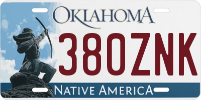 OK license plate 380ZNK