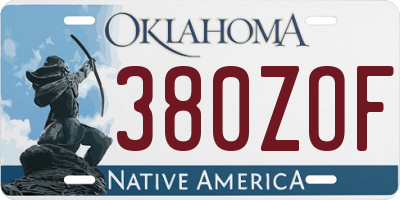 OK license plate 380ZOF