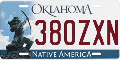 OK license plate 380ZXN