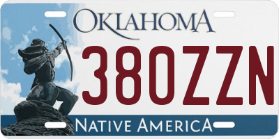 OK license plate 380ZZN