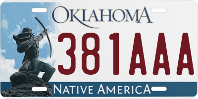 OK license plate 381AAA