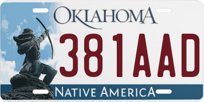 OK license plate 381AAD