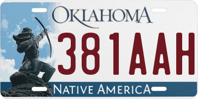 OK license plate 381AAH