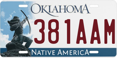 OK license plate 381AAM