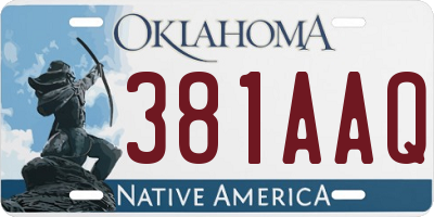 OK license plate 381AAQ