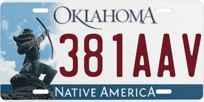 OK license plate 381AAV