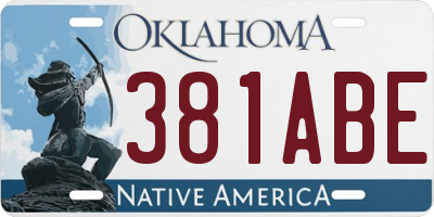 OK license plate 381ABE