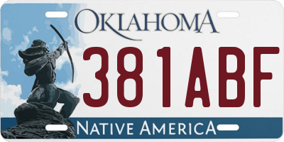 OK license plate 381ABF