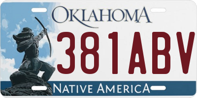 OK license plate 381ABV