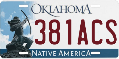 OK license plate 381ACS