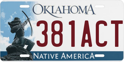 OK license plate 381ACT