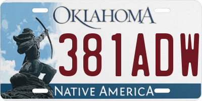 OK license plate 381ADW