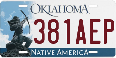 OK license plate 381AEP