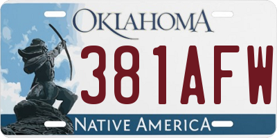 OK license plate 381AFW