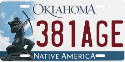 OK license plate 381AGE