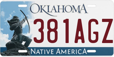 OK license plate 381AGZ