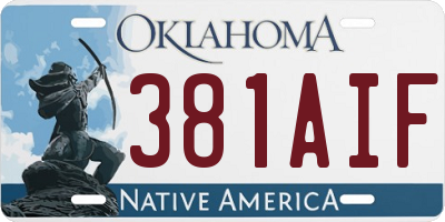 OK license plate 381AIF