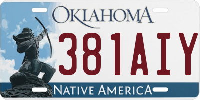 OK license plate 381AIY