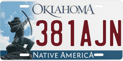 OK license plate 381AJN