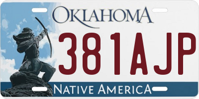 OK license plate 381AJP