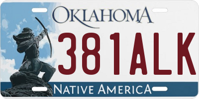OK license plate 381ALK