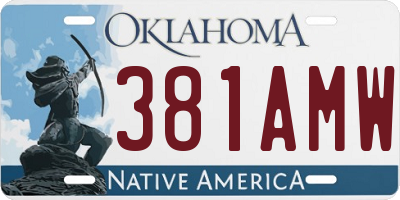 OK license plate 381AMW