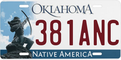 OK license plate 381ANC