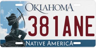 OK license plate 381ANE