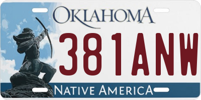 OK license plate 381ANW