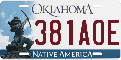 OK license plate 381AOE