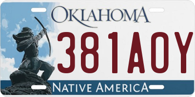 OK license plate 381AOY
