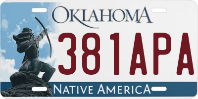 OK license plate 381APA