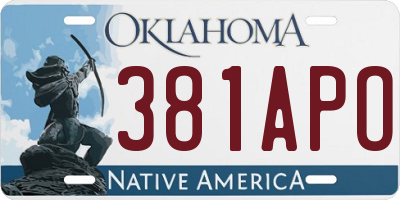 OK license plate 381APO