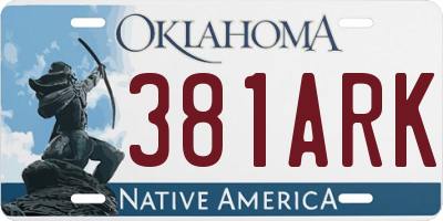 OK license plate 381ARK