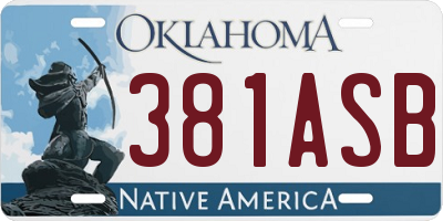 OK license plate 381ASB