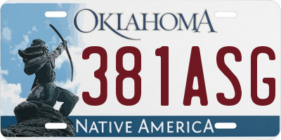 OK license plate 381ASG