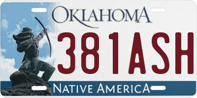 OK license plate 381ASH