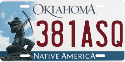 OK license plate 381ASQ