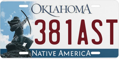 OK license plate 381AST