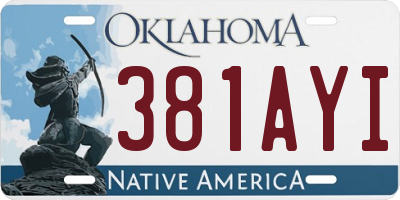 OK license plate 381AYI