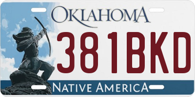OK license plate 381BKD