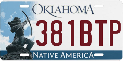 OK license plate 381BTP
