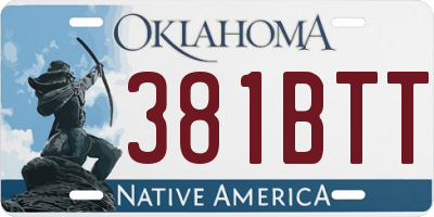 OK license plate 381BTT